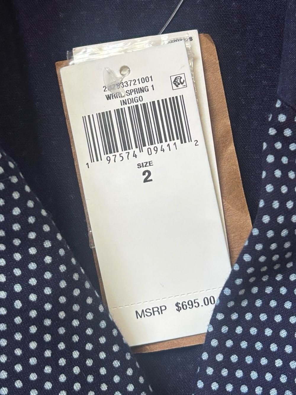 Double RL Ralph Lauren Indigo Polka Dot Cotton Wrap Dress - Picture 8 of 10